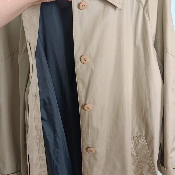 THE TOTES COAT Women's Vintage 80s Tan Button Up Rain Trench Coat Pockets Sz 18½ - Picture 5 of 13